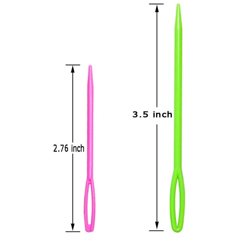 Hekisn Large-Eye Plastic Sewing Needles, 20 Pieces Colorful Safety Lacing Needles, 2 Different Sizes Yarn Sewing Needle, Learning Needles for DIY Sewing Handmade Craftsï¼Œ3.5 &2.76 inch (20 Pieces) - Image 2